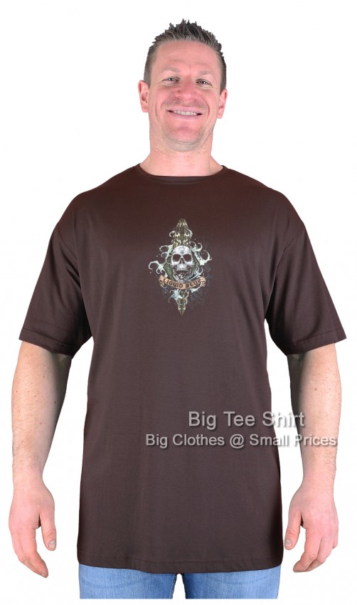 Chocolate Brown Big Tee Shirt Surf Skull T-Shirt