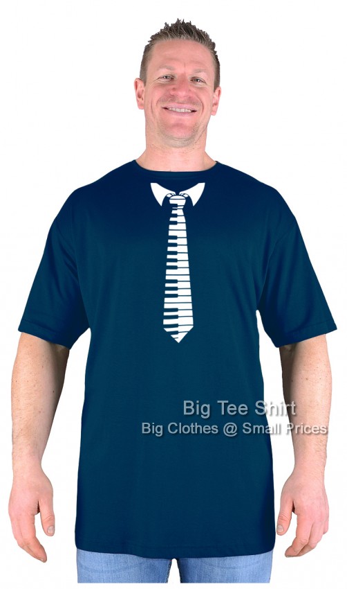 Navy Blue Big Tee Shirt Piano Tie T-Shirt