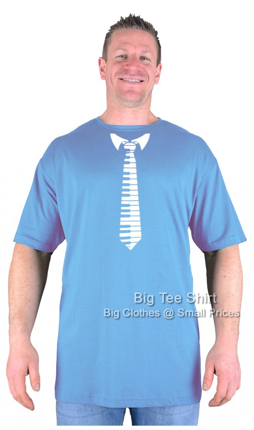 Soft Blue Big Tee Shirt Piano Tie T-Shirt