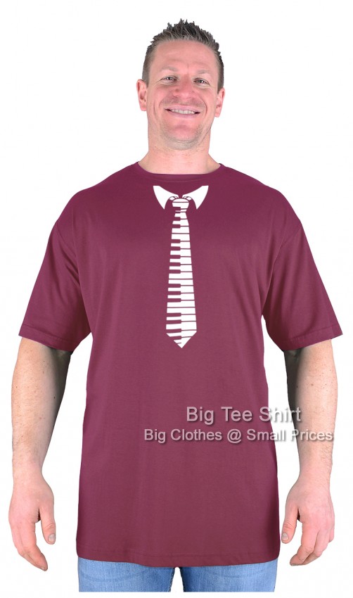 Wine Red Big Tee Shirt Piano Tie T-Shirt