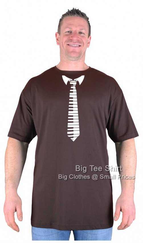 Chocolate Brown Big Tee Shirt Piano Tie T-Shirt