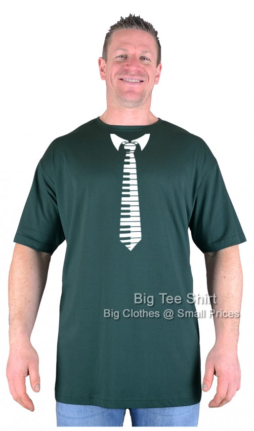 Bottle Green Big Tee Shirt Piano Tie T-Shirt