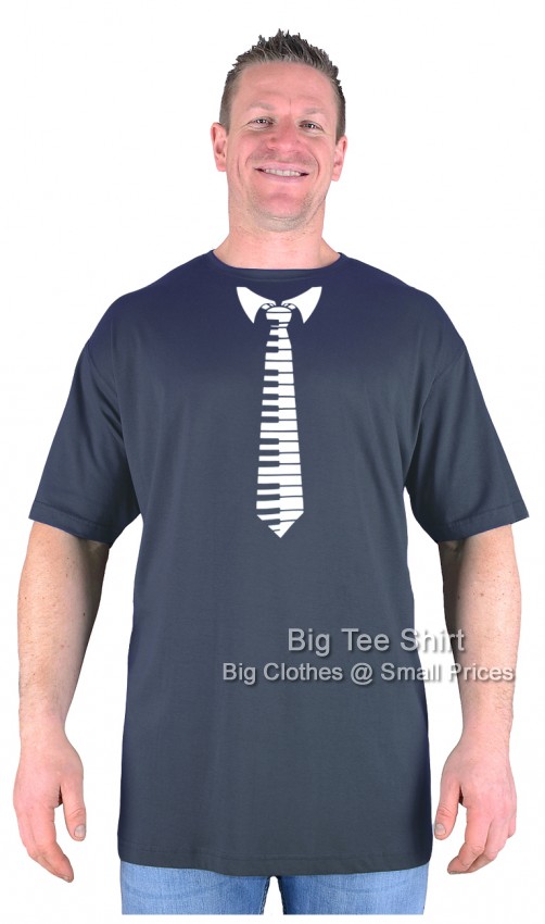 Charcoal Grey Big Tee Shirt Piano Tie T-Shirt