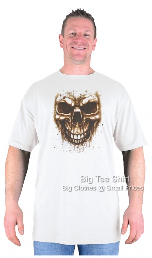 White Big Tee Shirt Dirty Skull T-Shirt
