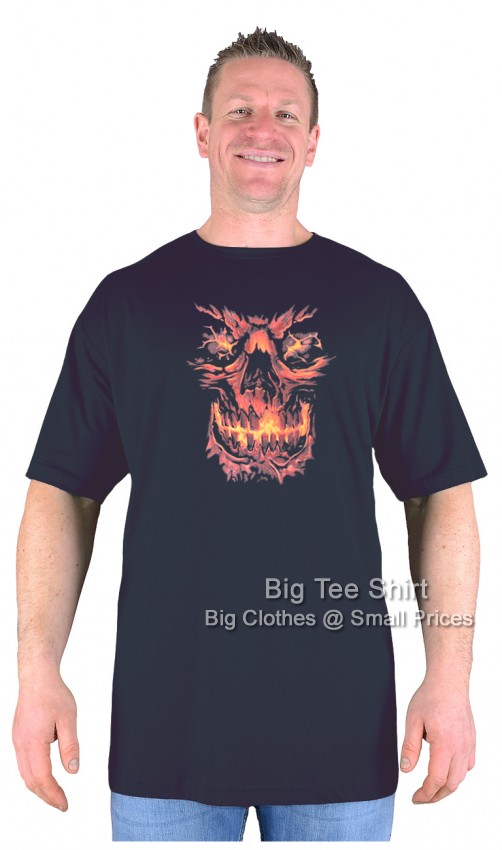 Black Big Tee Shirt Face of Fire T-Shirt 