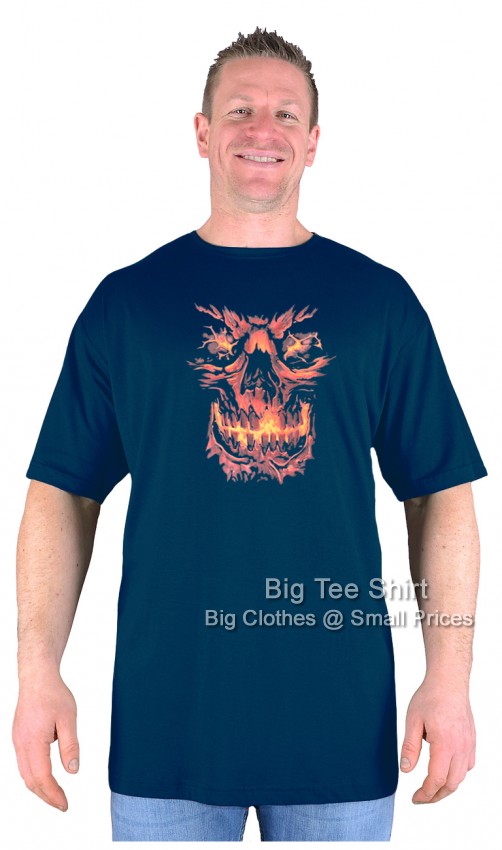 Navy Blue Big Tee Shirt Face of Fire T-Shirt 