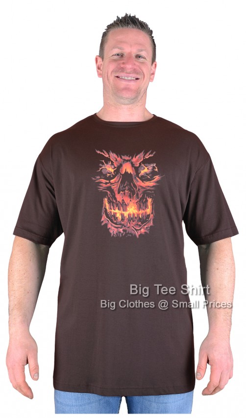 Chocolate Brown Big Tee Shirt Face of Fire T-Shirt 