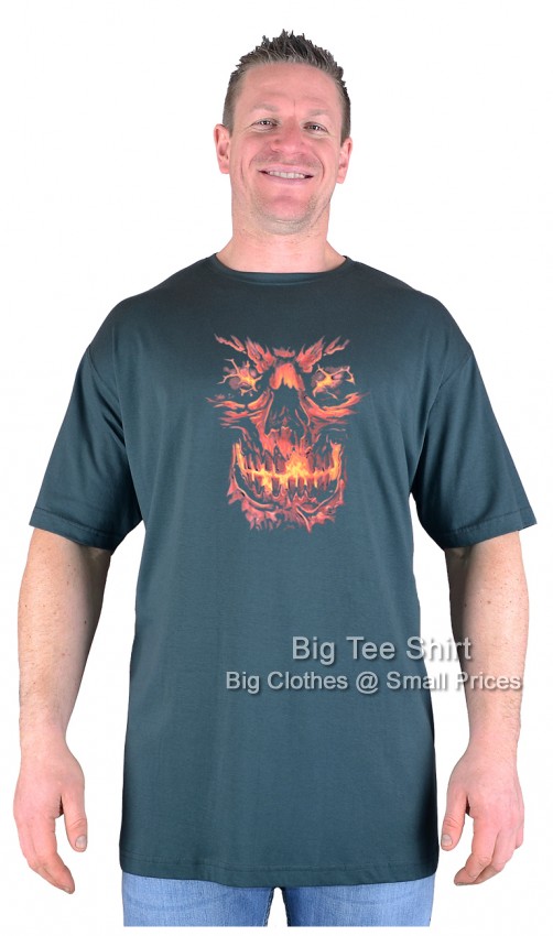 Green Big Tee Shirt Face of Fire T-Shirt 