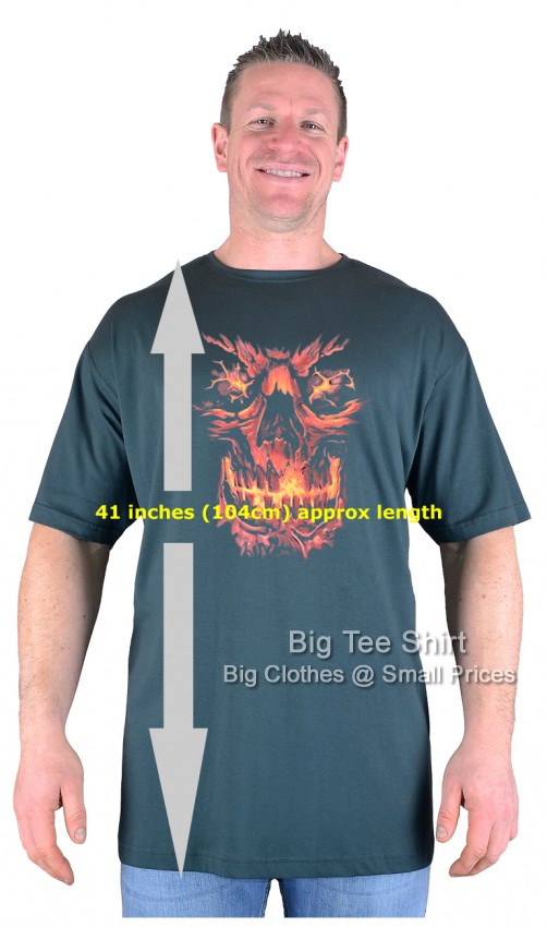 Green Big Tee Shirt Face of Fire T-Shirt 