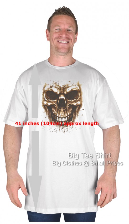 White Big Tee Shirt Dirty Skull T-Shirt