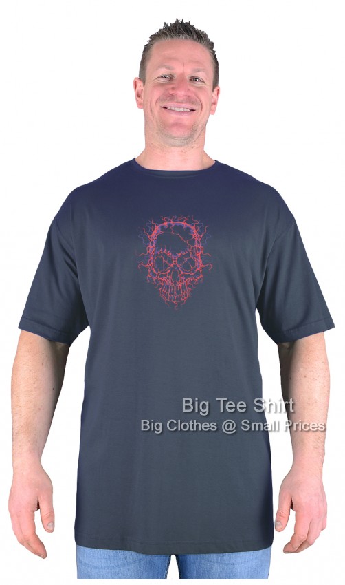 Charcoal Grey Big Tee Shirt Bright Skull T-Shirt
