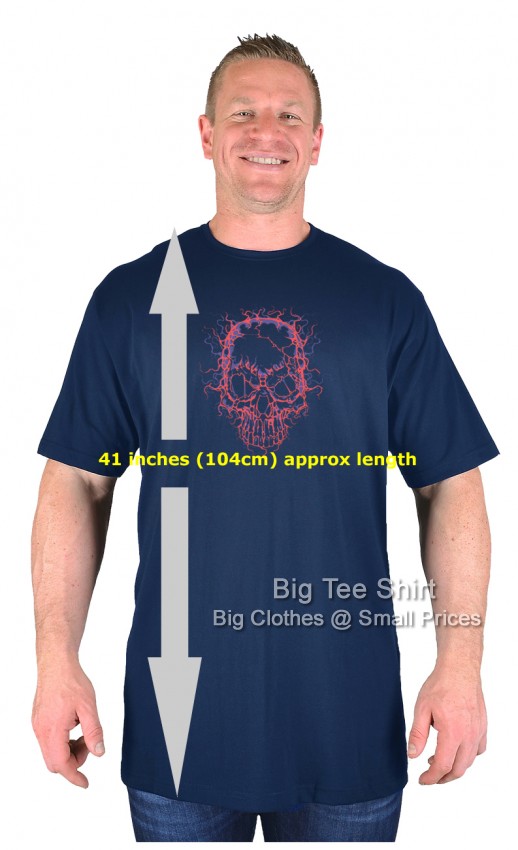 Navy Blue Big Tee Shirt Bright Skull T-Shirt