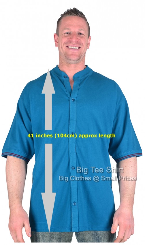 Blue Big Tee Shirt Troy Extra Tall Grandad Shirt 