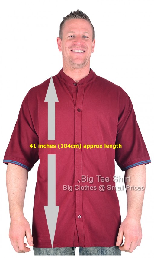 Burgundy Red Big Tee Shirt Troy Extra Tall Grandad Shirt 