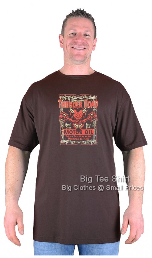 Chocolate Brown Big Tee Shirt Thunder Rider Biker T-Shirt