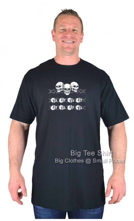 Black Big Tee Shirt Barbed Wire Skull T-Shirt