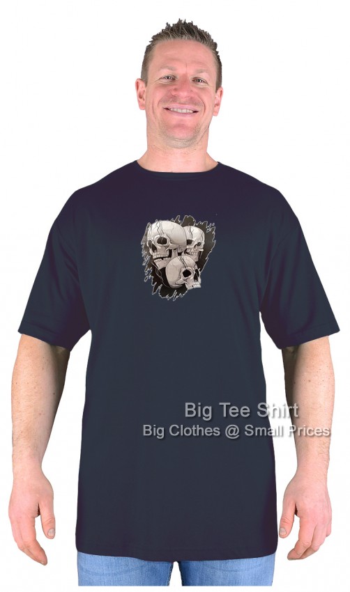 Black Big Tee Shirt Skull Torn T-Shirt
