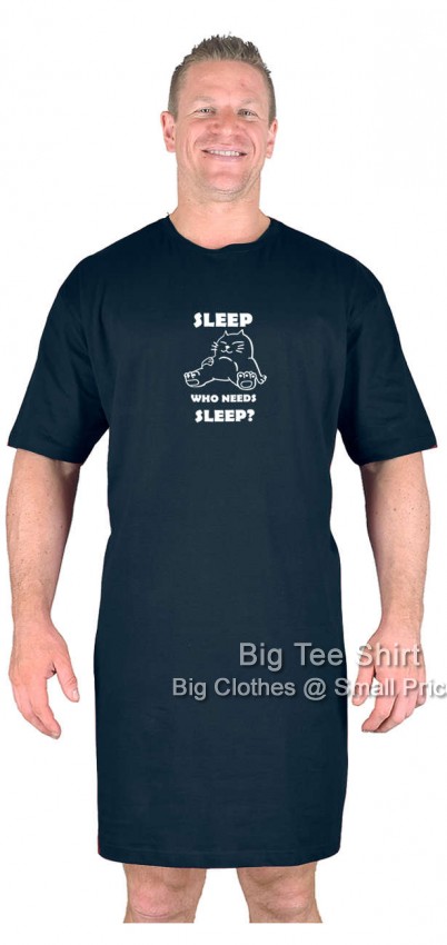 Black Big Tee Shirt Who Needs Sleep Nightshirt