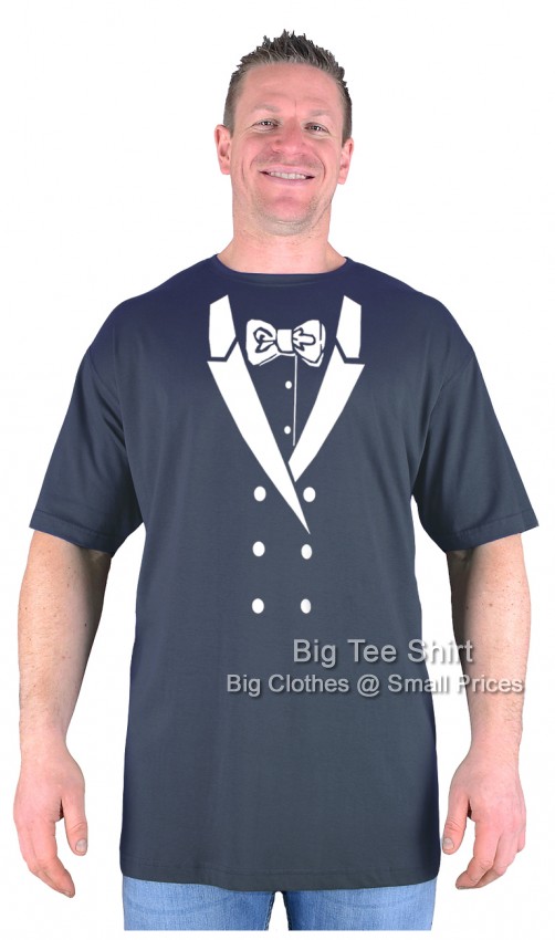 Charcoal Grey Big Tee Shirt Bow Tie and Tuxedo T-Shirt 