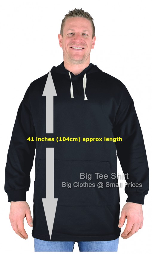 Black Big Tee Shirt Span Long Tall Pullover Hoodie