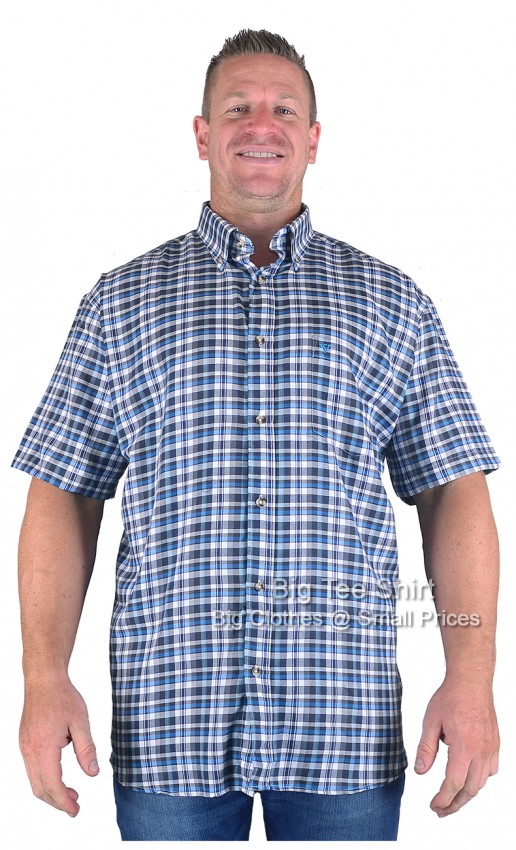 Navy Blue Cotton Valley Bute Short Sleeve Shirt - Sizes 2XL to 8XL