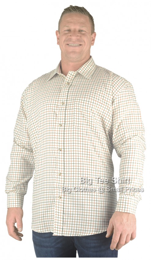 Beige Green County Long Sleeve Check Country Shirt 