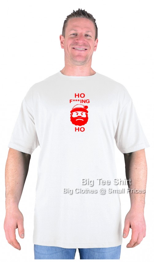 White Big Tee Shirt HO HO Rude Christmas T-Shirt 