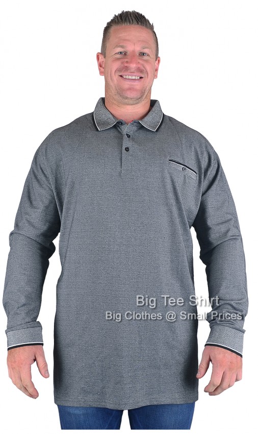 Charcoal Melange D555 Chigbo Long Sleeve Polo Shirt 