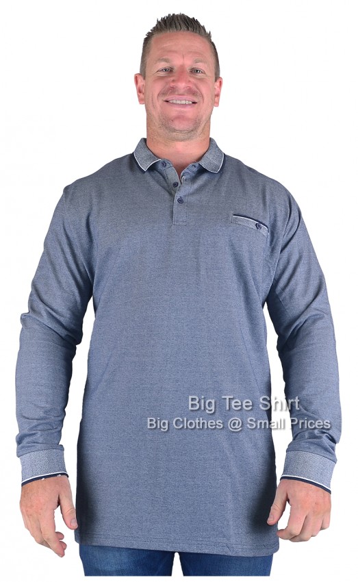 Navy Blue D555 Chigbo Long Sleeve Polo Shirt 